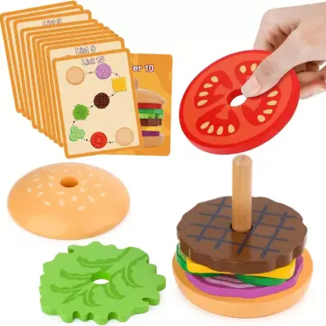 Montessori Wooden Burger Stacking Toy