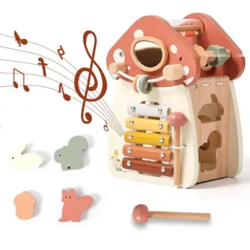 Wooden Mushroom Montessori Puzzle and Musical Toy