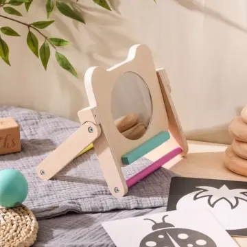 Wooden Baby Mirror Montessori Toy for Tummy Time & Sensory Development