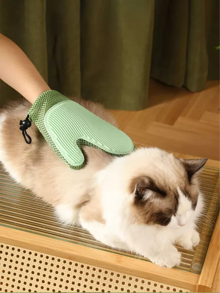 2-in-1 Pet Grooming Glove Brush & Hair Remover Mitt for Shedding and Massaging - Image 5