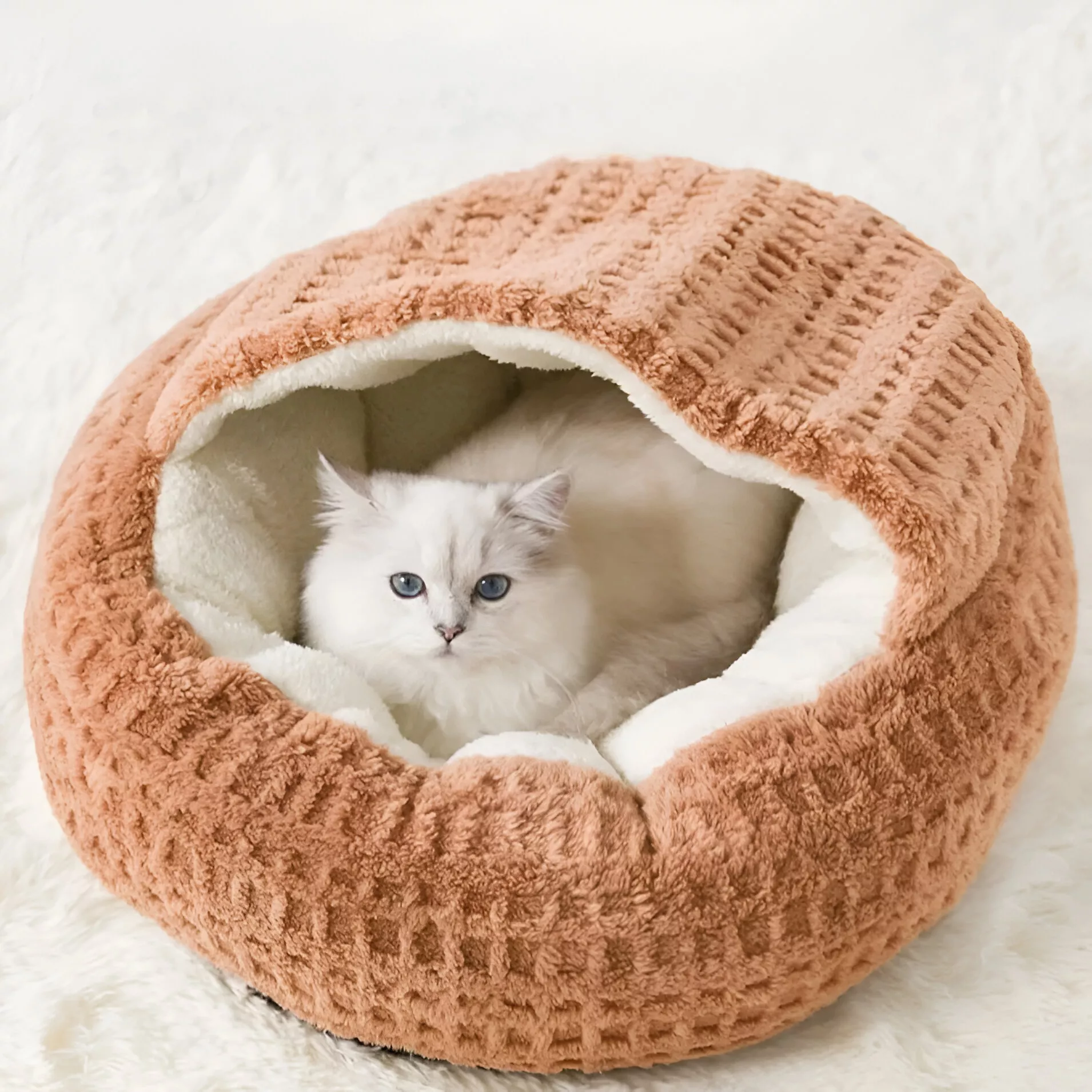 Warm Cotton Cat Bed Cave for Small Dogs & Cats - Soft Nest with Non-Slip Cushion - Image 4