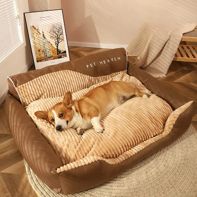 Large Dog and Cat Bed with Super Soft Cushion and Removable Mat - Image 2