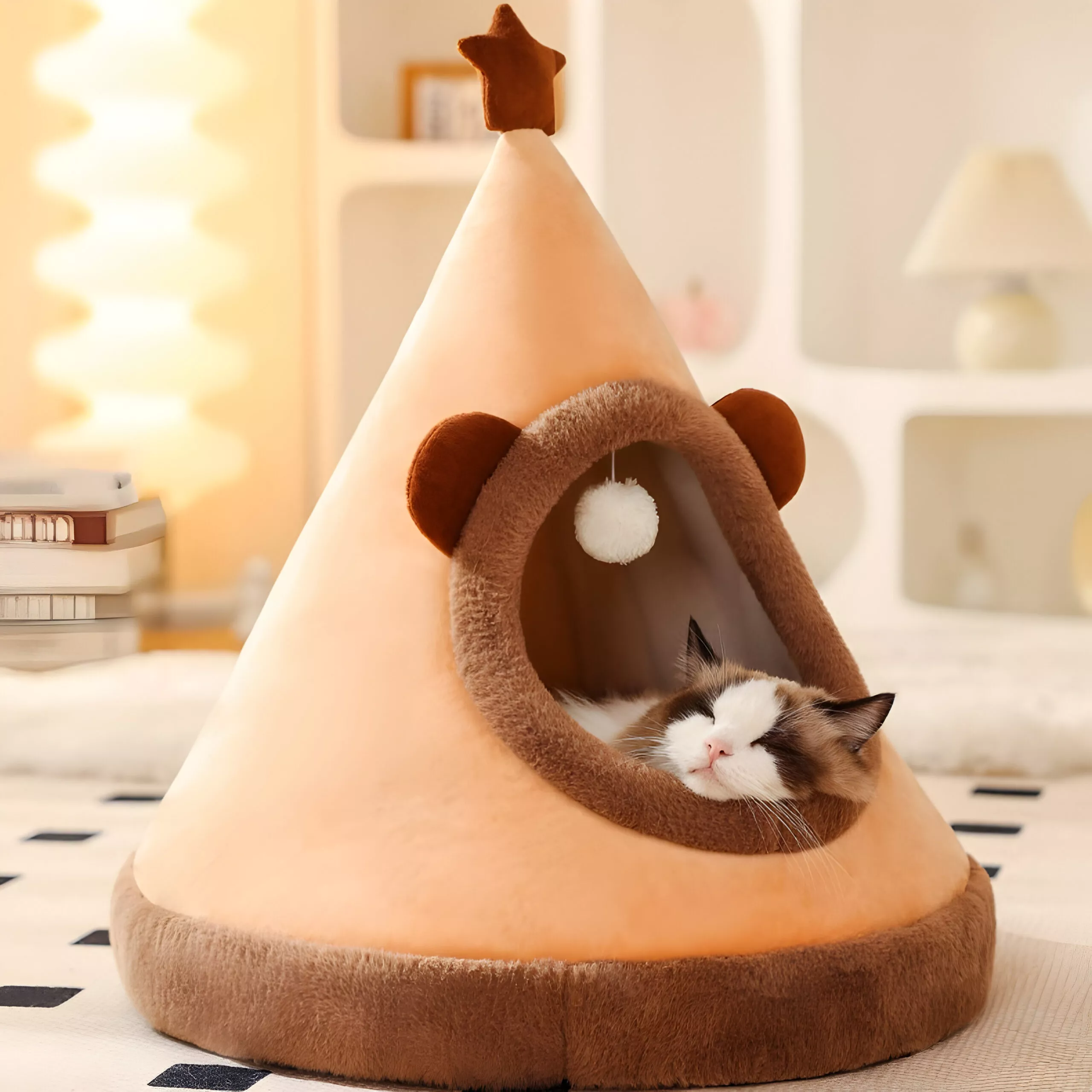 Cozy Cartoon Cat Bed - Washable Deep Sleep Tent for Small and Medium Pets - Image 4