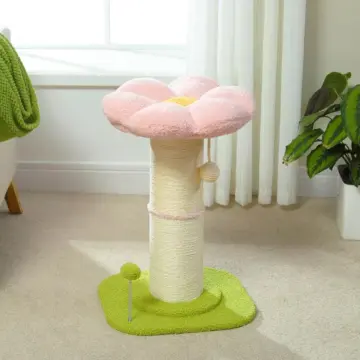 Flower Cat Scratching Post with Super Thick Sisal Post and Removable Perch Mat
