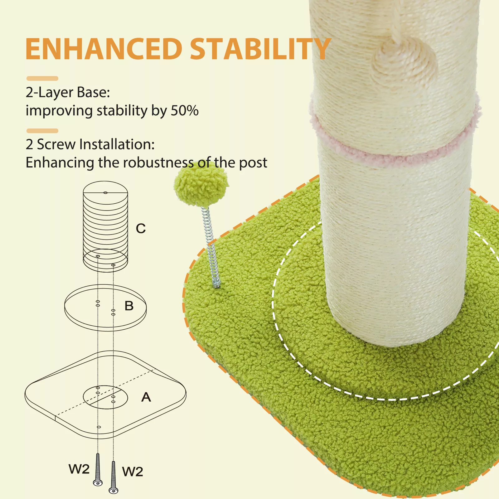 Flower Cat Scratching Post with Super Thick Sisal Post and Removable Perch Mat - Image 6