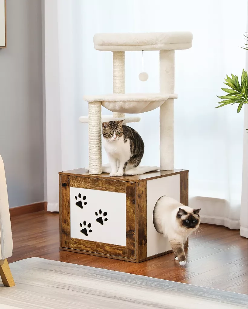 Luxury Cat Tree with Litter Box & Storage Cabinet - Image 2