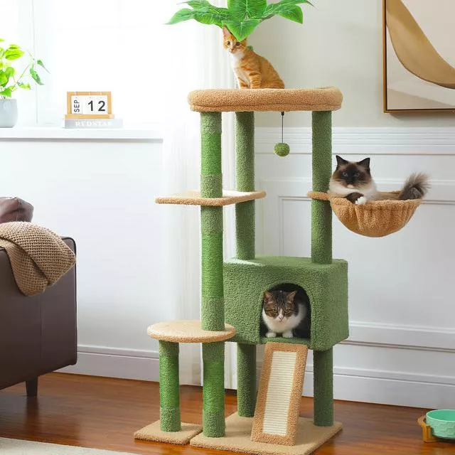 Cat Tree with Sisal Scratching Posts, Multi-Level Tower, and Spacious Condo
