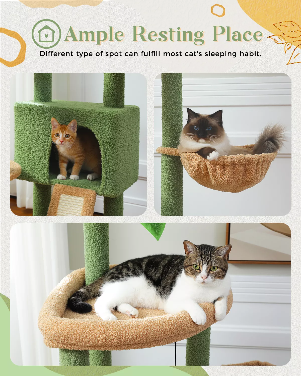 Cat Tree with Sisal Scratching Posts, Multi-Level Tower, and Spacious Condo - Image 4