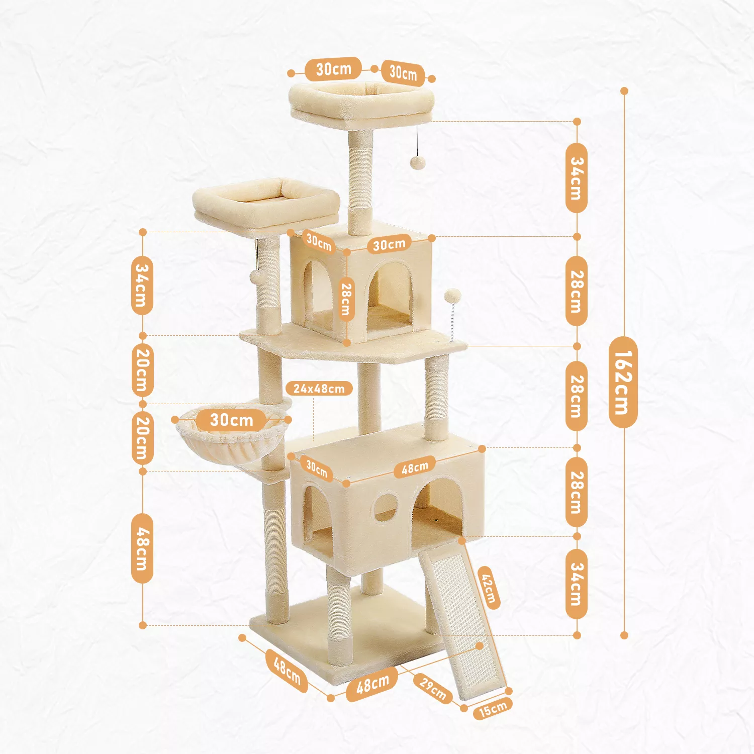 Large Cat Tree with Double Condos, Sisal Scratching Posts & Cozy Hummock - Image 7