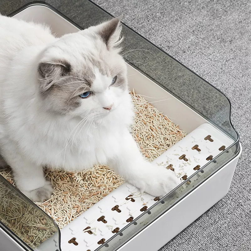 Transparent Semi-Enclosed Cat Litter Box - Image 3