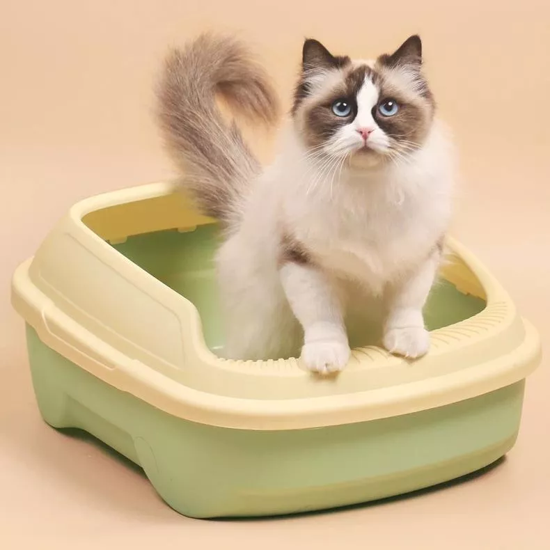 Plastic Semi-Enclosed Cat Litter Box