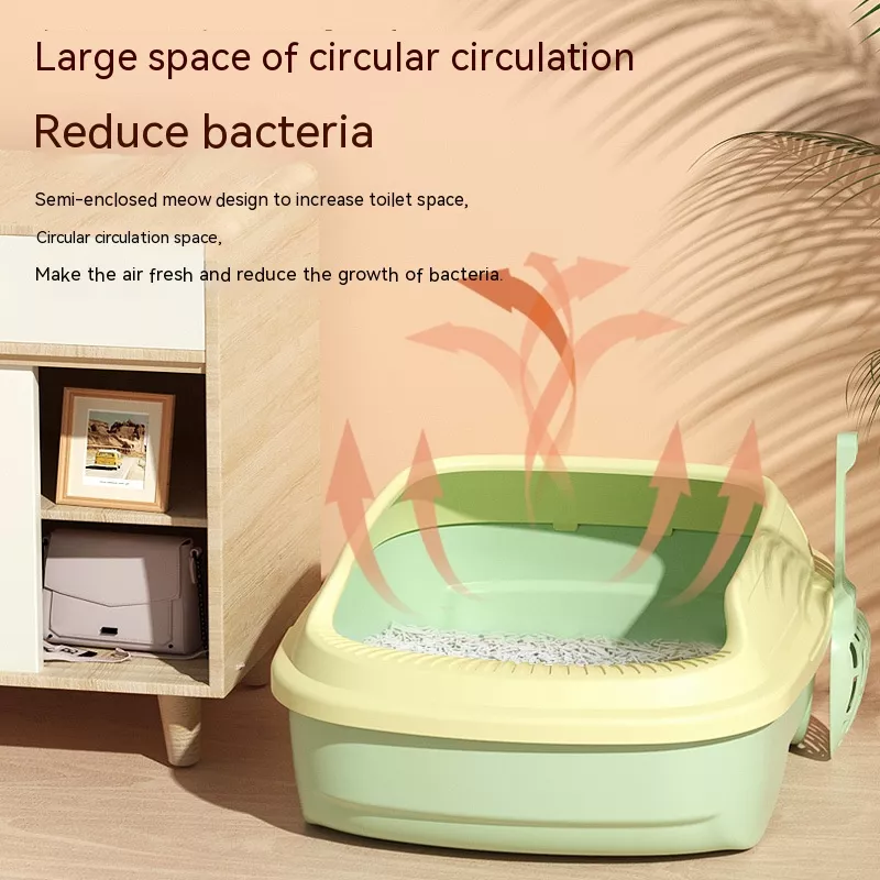 Plastic Semi-Enclosed Cat Litter Box - Image 3