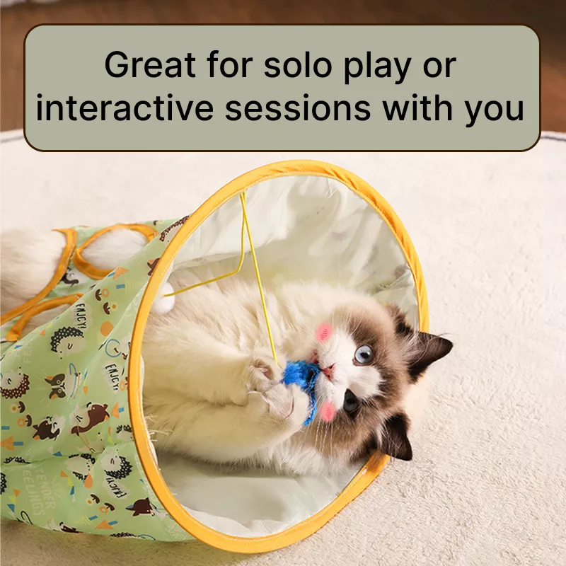 Interactive Cat Tunnel Toy with Teaser Stick & Rattling Paper - Image 5