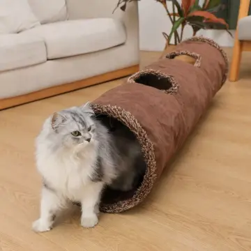 Collapsible Suede Cat Tunnel - Long 129cm Dirt-Resistant Pet Toy for Cats