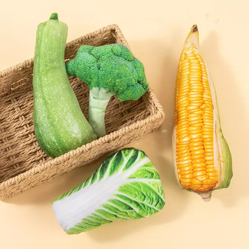 Plush Corn, Broccoli & Fruit Dog Chew Toys - Image 3