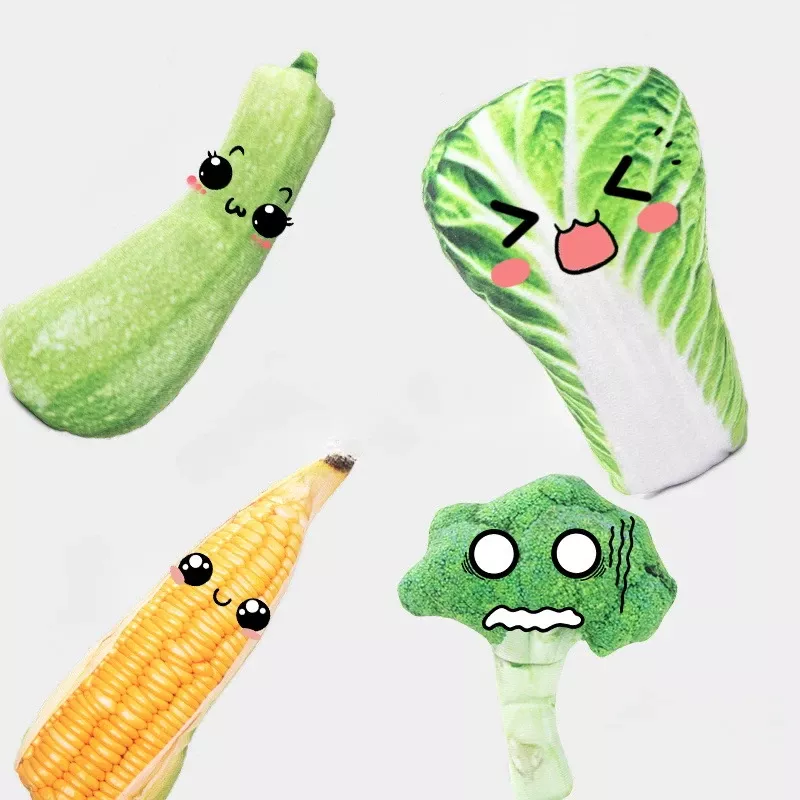 Plush Corn, Broccoli & Fruit Dog Chew Toys - Image 4