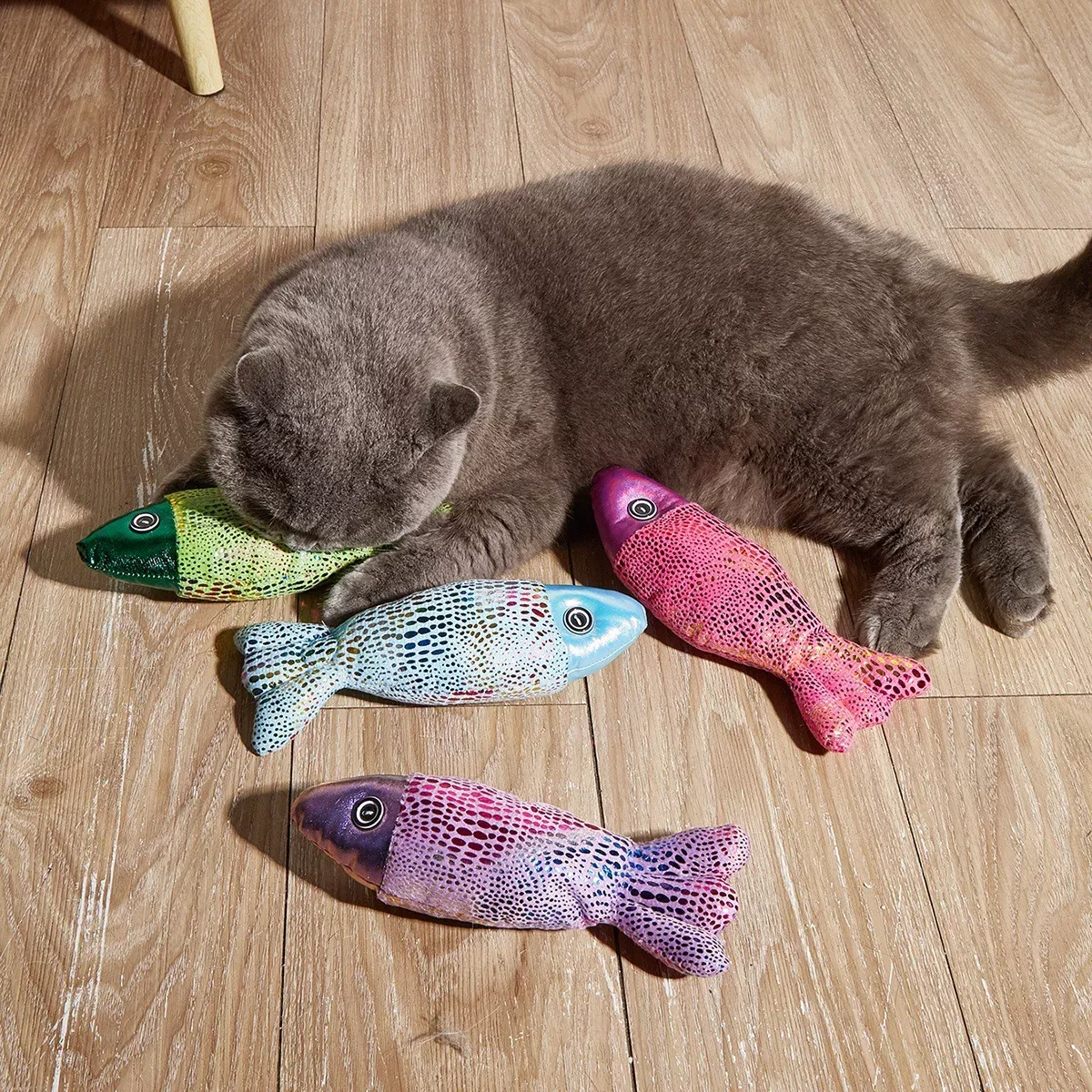 Interactive Colorful Fish Cat Toy with Bell - Bite Resistant Fun for Cats - Image 2