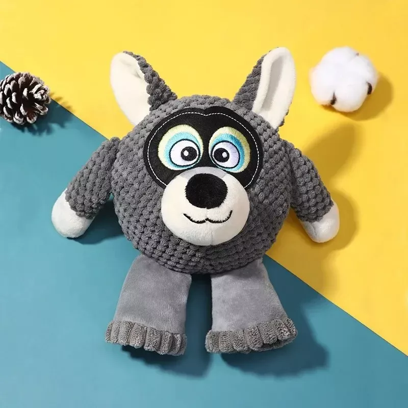 Fun Corduroy Chew Toy with Squeaker for Dogs - Plush Molar Puppy Training Toy