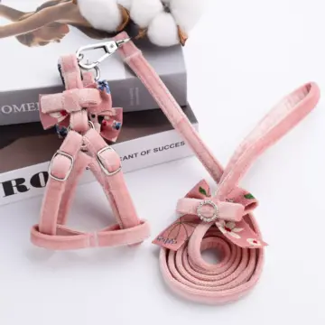 Floral Flocking Dog Collar with Rhinestones for Small Pets