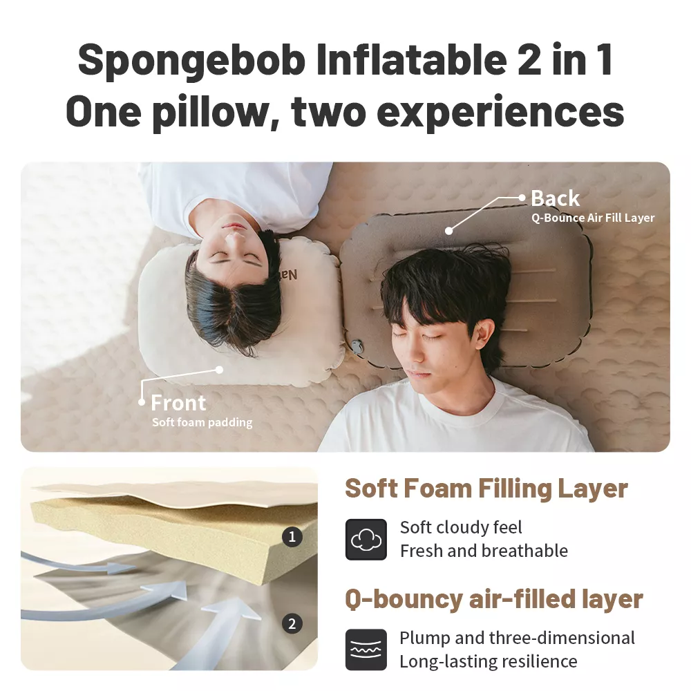 Feather-Light 2-in-1 Waterproof Foam Inflatable Camping Travel Pillow - Image 5