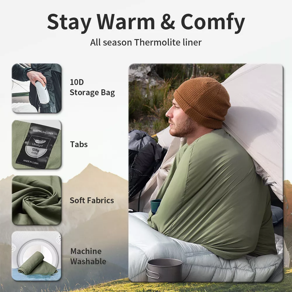 Ultralight 128g Travel Sleeping Bag Liner for Camping & Hiking - Image 2