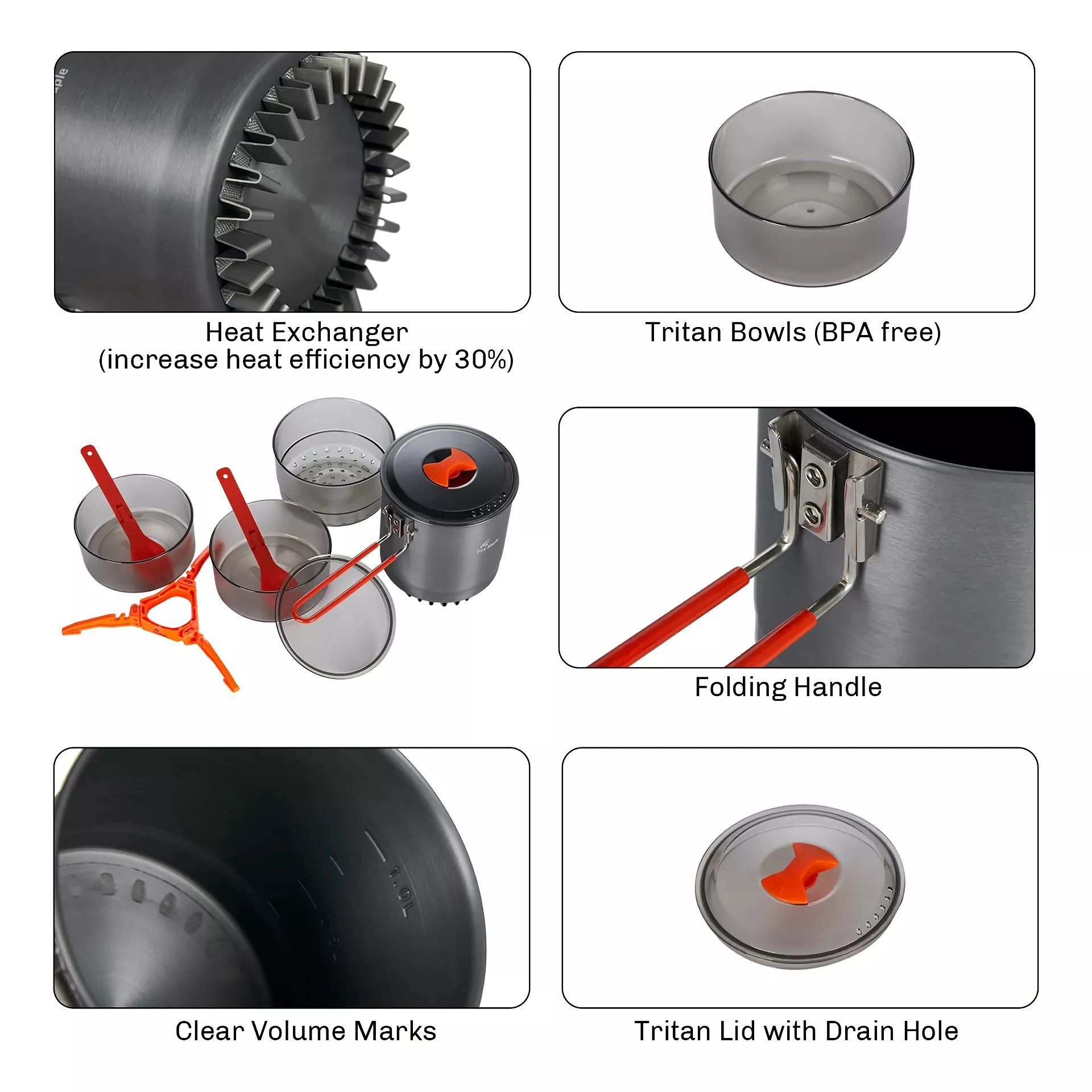 Windproof Camping Cookware Kit with Heat Exchanger - Image 6