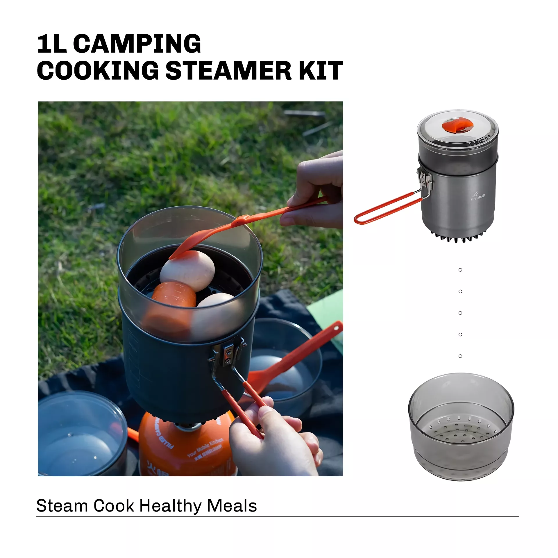 Windproof Camping Cookware Kit with Heat Exchanger - Image 3