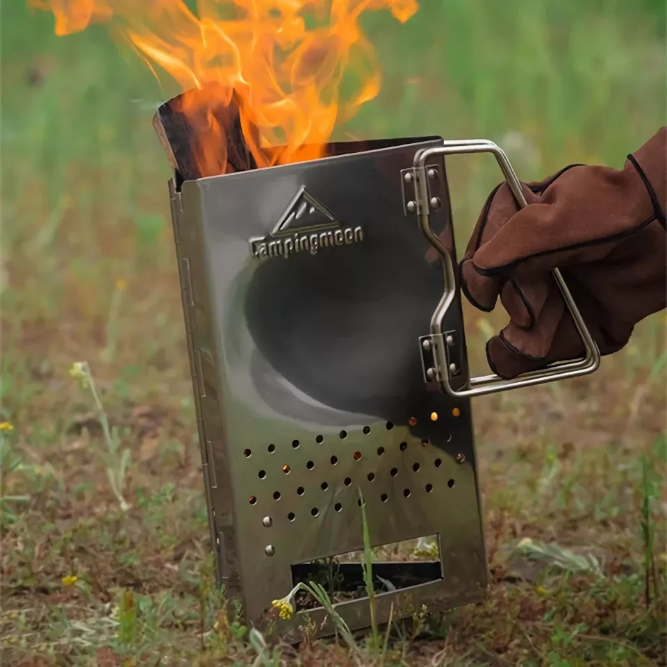 Portable Foldable Charcoal BBQ Grill - Triangular Stainless Steel Camping Stove - Image 2