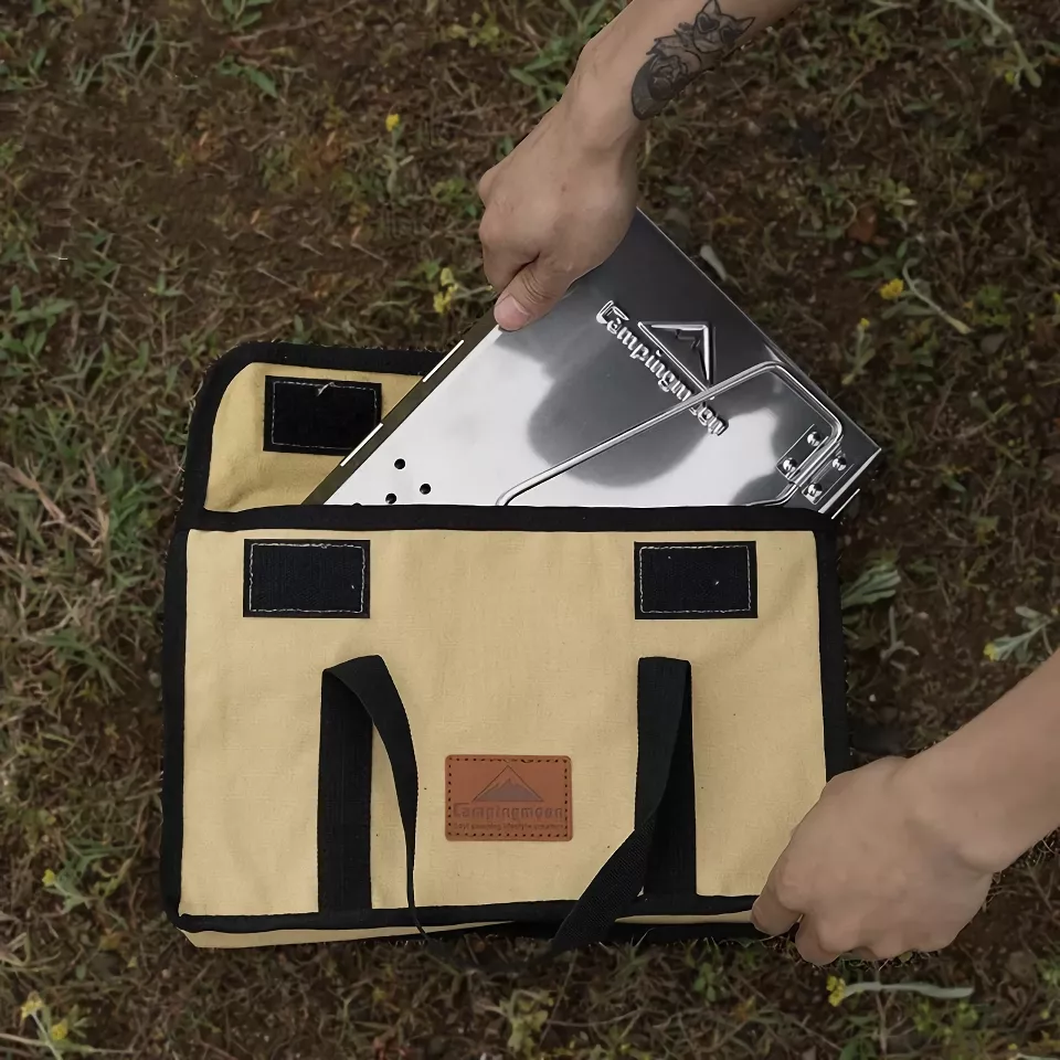 Portable Foldable Charcoal BBQ Grill - Triangular Stainless Steel Camping Stove - Image 4