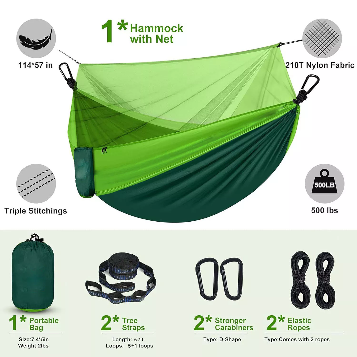 Camping Hammock with Mosquito Net – Portable Outdoor Sleeping Hammock - Image 2