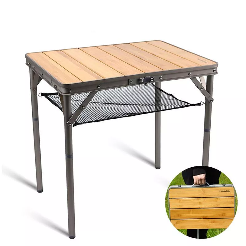 Portable Bamboo Camping Table - Adjustable Height, Foldable & Compact Outdoor Picnic Table - Image 4