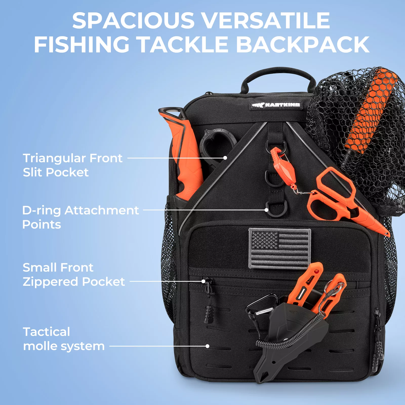 Water-Resistant Fishing Backpack with Large Storage and Multi-Functional Design - Image 3