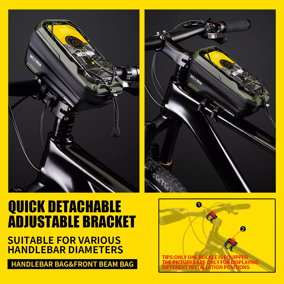 Mountain Bike EVA Hard Shell Handlebar Bag with Quick-Release Bracket - Image 3