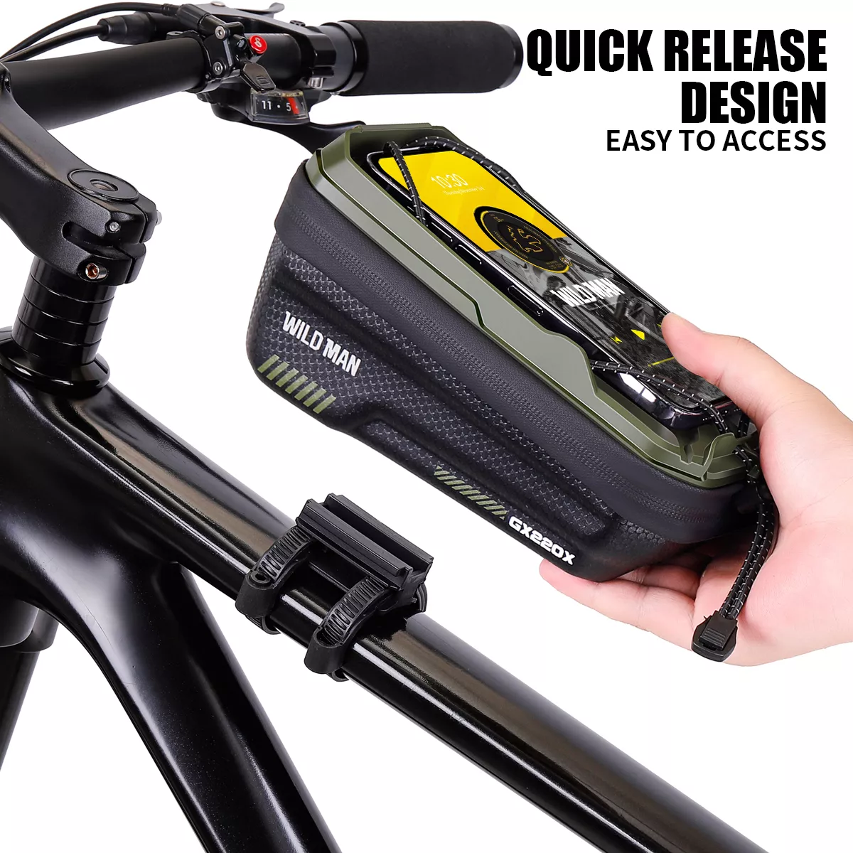 Mountain Bike EVA Hard Shell Handlebar Bag with Quick-Release Bracket - Image 2