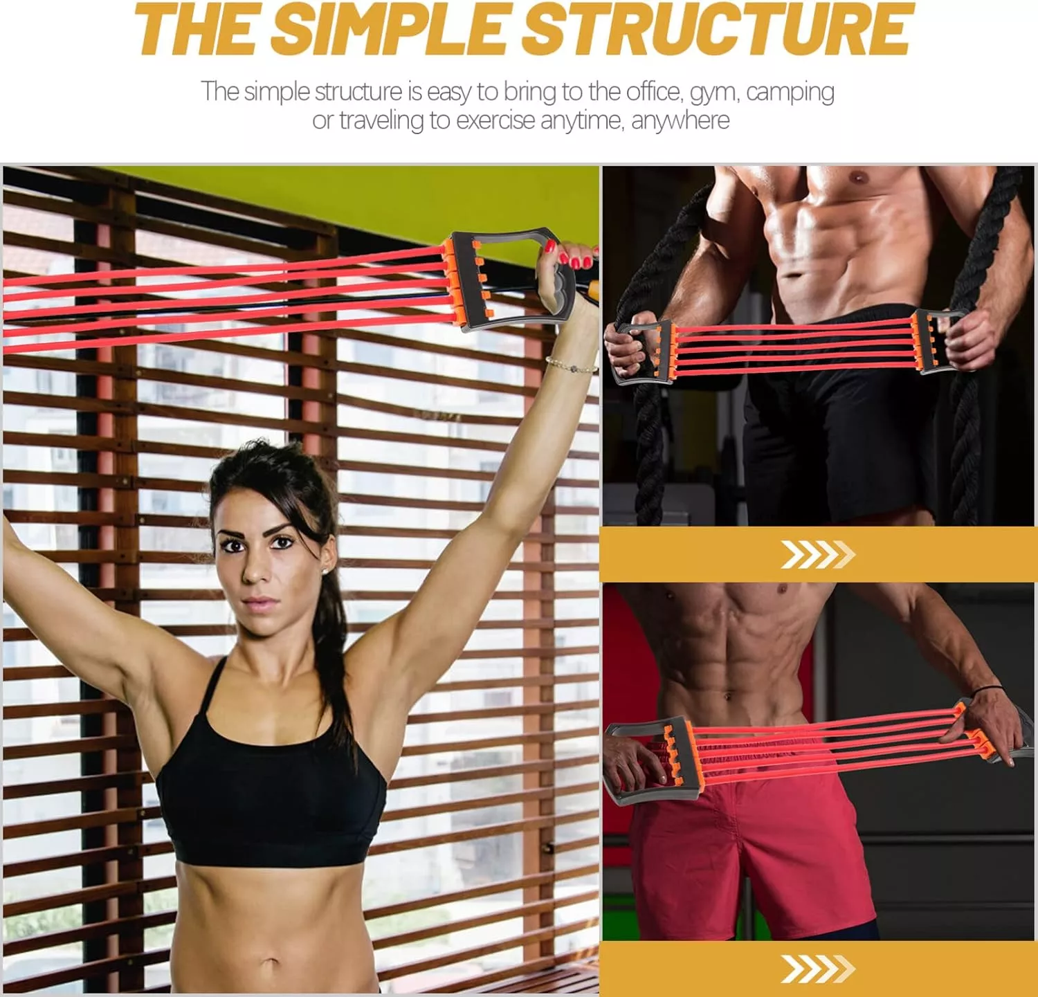 Adjustable Rubber Resistance Chest Expander for Arm, Shoulder & Pectoral Strength - Image 3