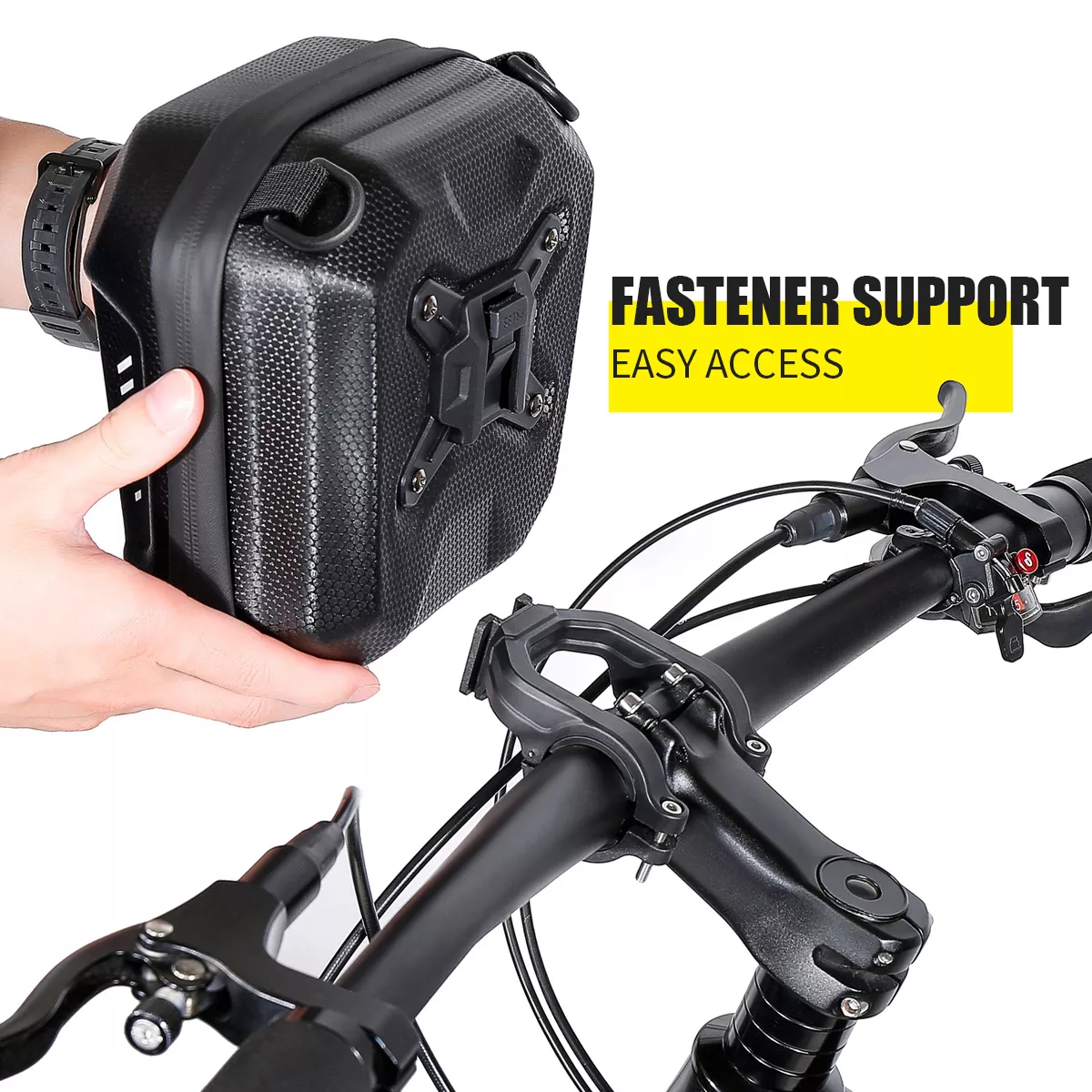 Folding Bicycle Handlebar Bag - Durable EVA Hard Shell with Quick Release - Image 3