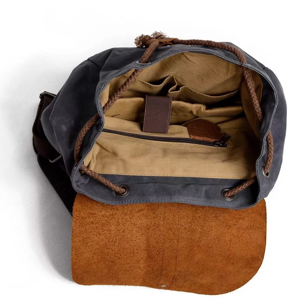 Stylish Waterproof Waxed Canvas Backpack - Image 5