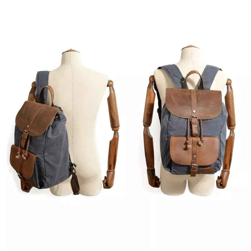 Stylish Waterproof Waxed Canvas Backpack - Image 6