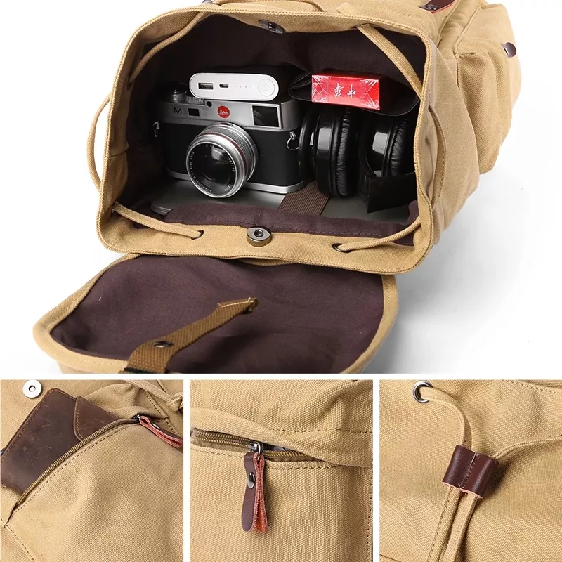 Large Capacity Vintage Canvas Backpack - Image 5