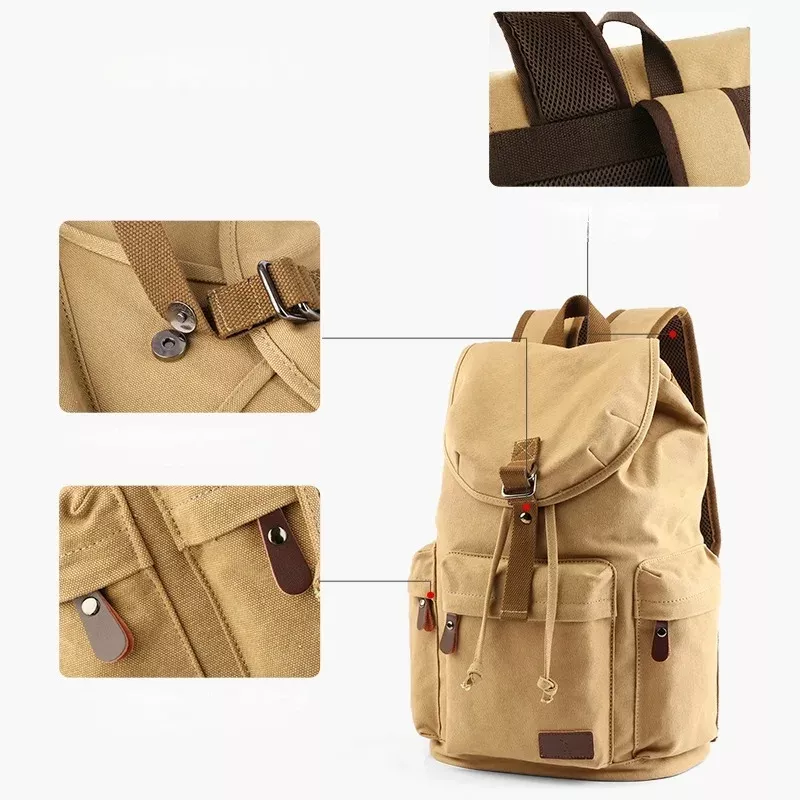 Large Capacity Vintage Canvas Backpack - Image 3