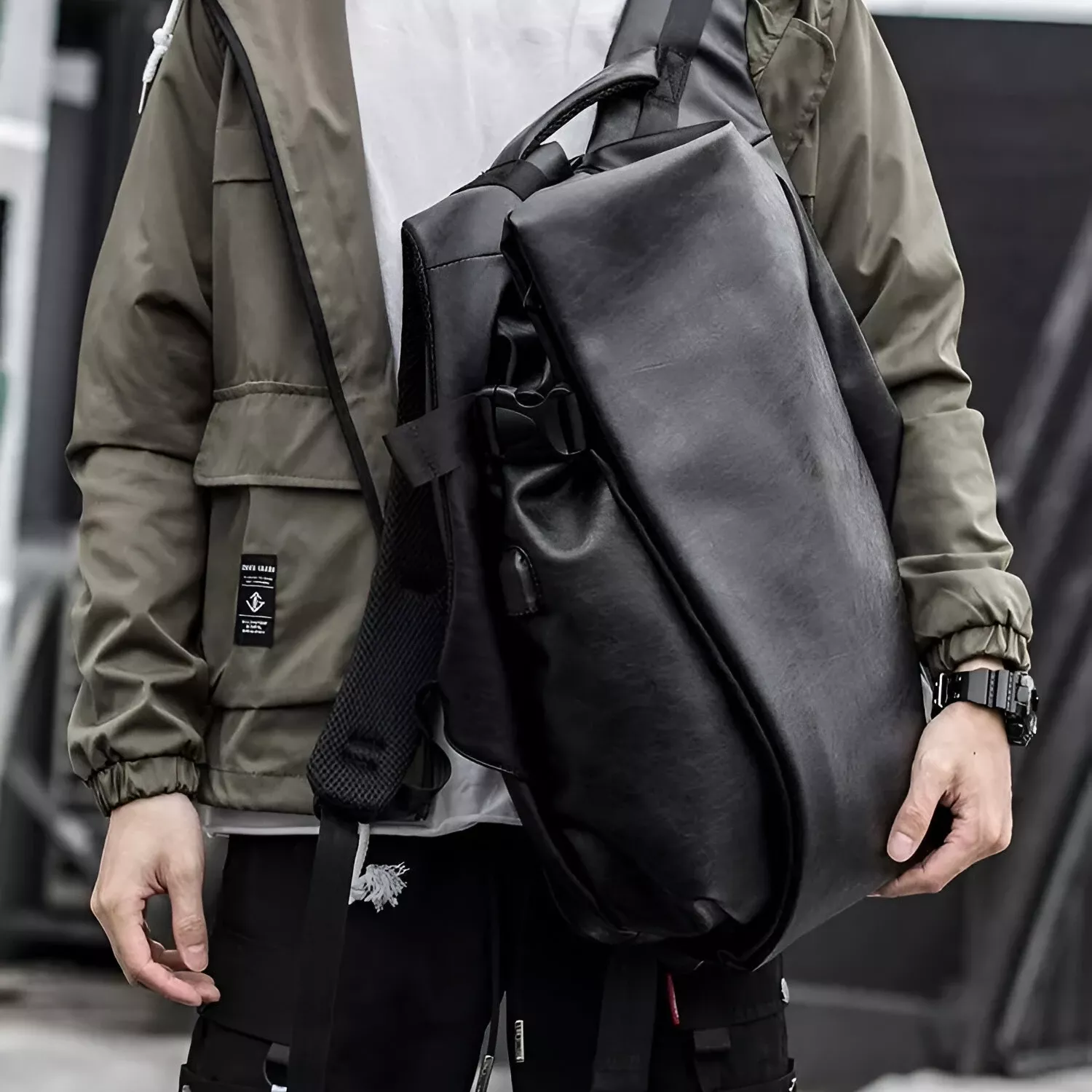 15.6-Inch Leather Laptop Backpack for Men - Image 6