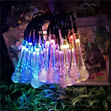 LED Solar-Powered Water Drop String Lights