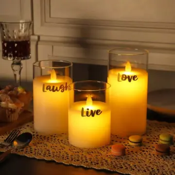 3-Piece Flickering Flameless LED Glass Candle Set