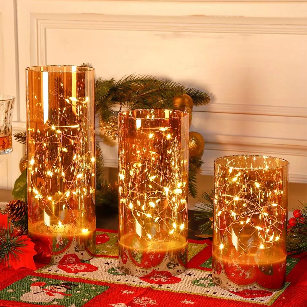 3-Piece LED Glass Flameless Candle Set with Remote Control
