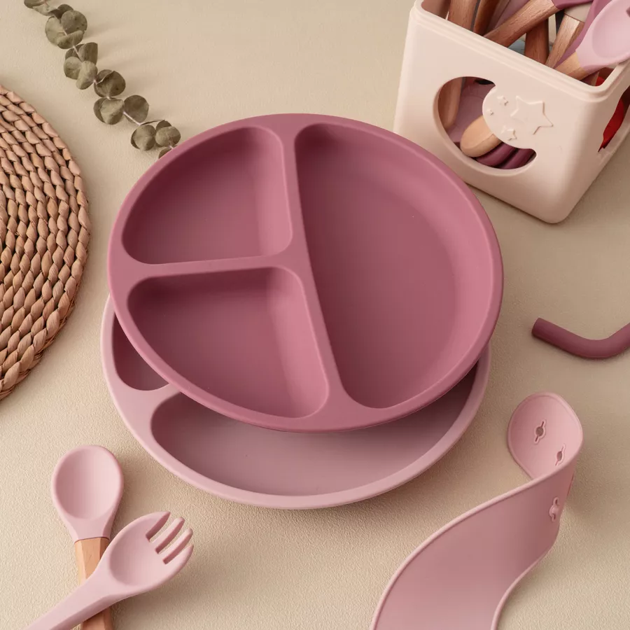 Baby Silicone Feeding Plate with Suction and Compartments - Image 4