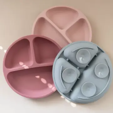 Baby Silicone Feeding Plate with Suction and Compartments