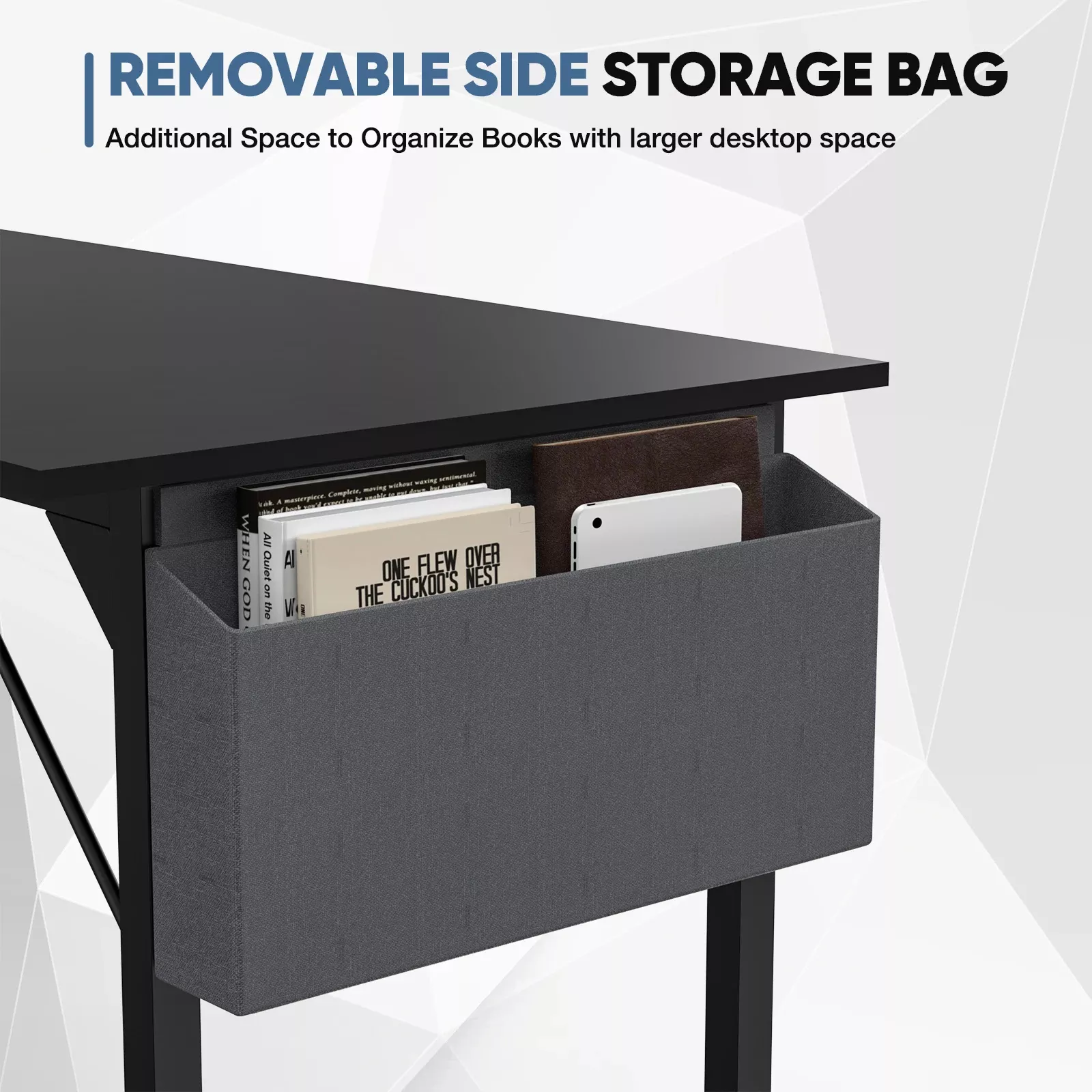 Modern Computer Desk with Storage Bag & Headphone Hook - Image 9